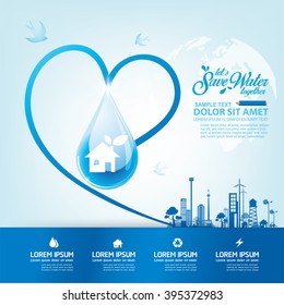 Save Water Vector Concept Water is Life.