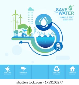 Save Water Vector Concept Start Water Saving