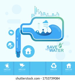 Save Water Vector Concept Start Water Saving