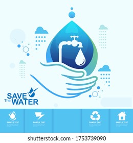 Save Water Vector Concept Start Water Saving