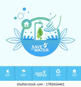 Save Water Vector Concept Start Water Saving