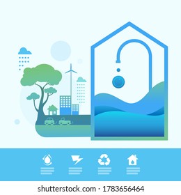 Save Water Vector Concept Start Water Saving