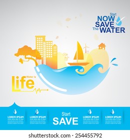 Save The Water Vector Eco is Life