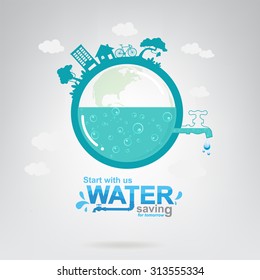 Save The Water Vector Ecology Concept