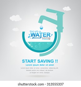 Save The Water Vector Ecology Concept