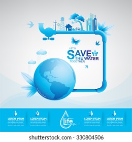 Save Water Vector Ecology Concept