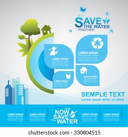 Save Water Vector Ecology Concept
