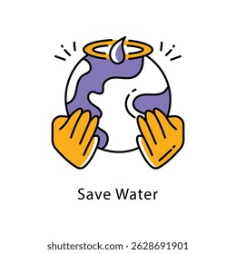 Save Water vector Filled Outline Style Icon. Eps 10 File