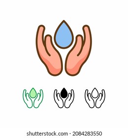 save water vector icon isolated on white background. Ecology icon. filled line, outline, solid icon. Signs and symbols can be used for web, logo, mobile app, UI, UX