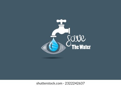 save water vector illustration with faucet and water drop concept