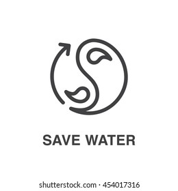 Save water vector line art  icon. Ecology concept.
