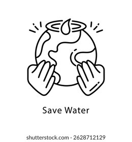 Save Water Vector Outline Style Icon. Eps 10 file