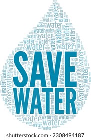 Save Water word cloud conceptual design isolated on white background.