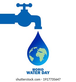 Save water, World Water Day concept, Vector illustration.