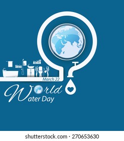 Save water. World Water Day concept. Vector illustration.