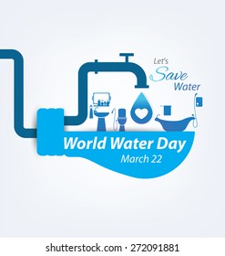 Save water. World Water Day concept. Vector illustration.