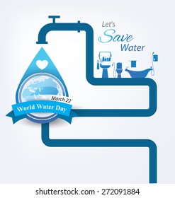 Save water. World Water Day concept. Vector illustration.