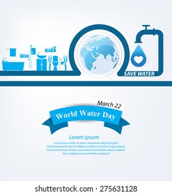 Save water. World Water Day concept. Vector illustration.