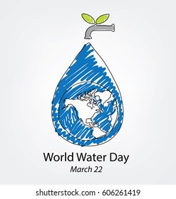 Save water. World Water Day concept. Vector illustration.