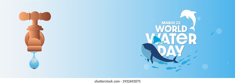 Save water world water day header or banner concept, Vector Illustration.