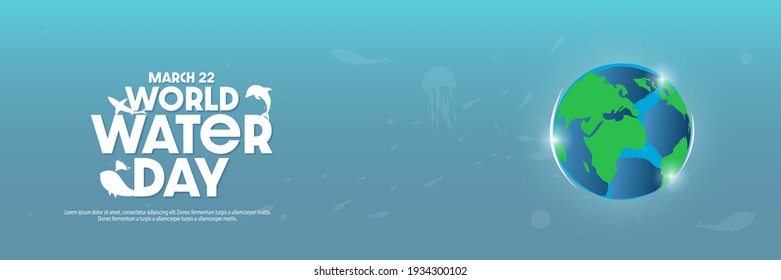Save water world water day header or banner concept, Vector Illustration. 