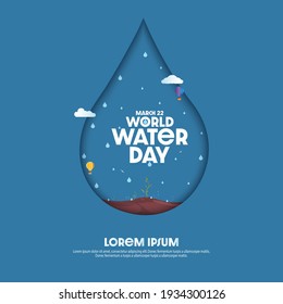 Save water world water day poster or banner concept, Vector Illustration.