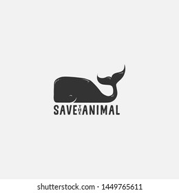 Save Whale Animal Logo Illustration