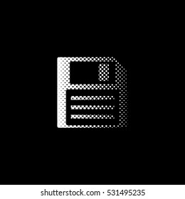 Save - white vector icon;  halftone illustration