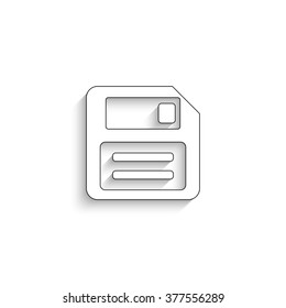 Save - white vector icon  with shadow