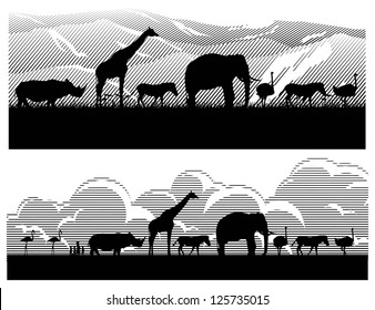 Save Wild Animals In Africa, Vector