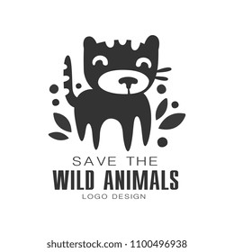 Save the wild animals logo design, protection the planet badge vector Illustrations on a white background