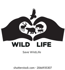 Save Wildlife Black logo vector