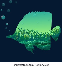 Save wildlife desing with fish illustration