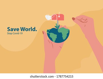 Save the wold, stop  covid 19 and Coronavirus health concept.