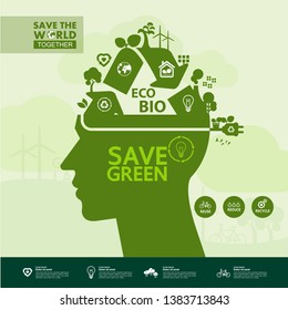 Save the world Bio vector illustration.