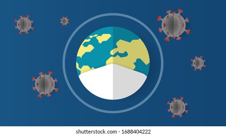Save the world by using medical mask, Isolated concept illustration vector