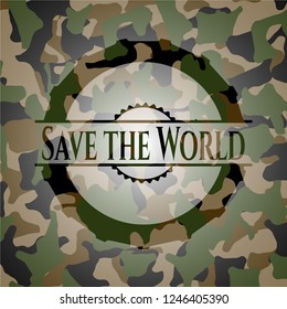 Save the World camouflaged emblem
