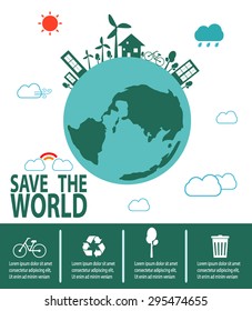 Save the World Concept , Green City, environment, ecology infographic
