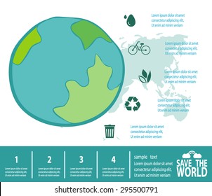 Save the World Concept , Green City, environment, ecology infographic
