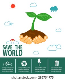 Save the World Concept , Green City, environment, ecology infographic