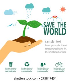 Save the World Concept , Green City, environment, ecology infographic