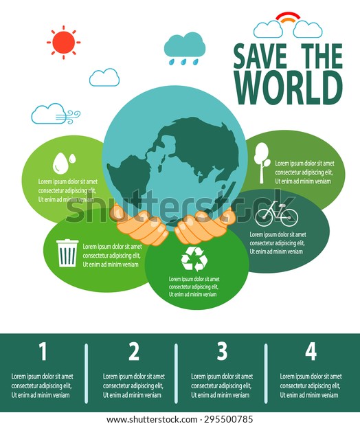 Save World Concept Green City Environment Stock Vector (Royalty Free ...