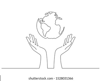 Save the world concept isolated line drawing, vector illustration design. Climate change collection.