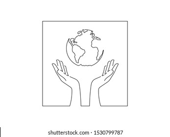 Save the world concept isolated line drawing, vector illustration design. Climate change collection.