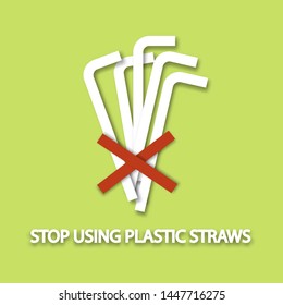 save world concept . stop using plastic bag . say no to plastic straws . paper cut and craft style .  