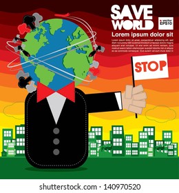 Save World Conceptual Illustration Vector.EPS10