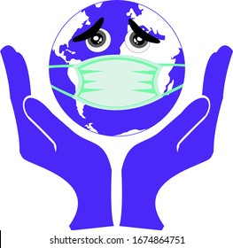 Save world from corona virus.Earth with the concept of being infected with a virus
