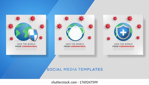 Save the world from coronavirus banner template Premium Vector