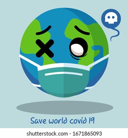 Save world covid 19 cartoon vector art
