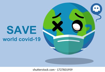 Save world covid-19 illustration vector art